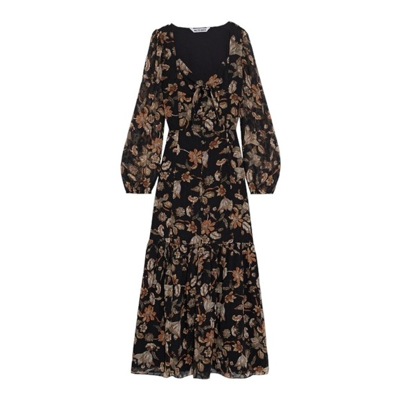 WALTER BAKER Sophia Black Floral Long Sleeve V Neck Maxi Dress Size 0 NWT - Picture 9 of 11